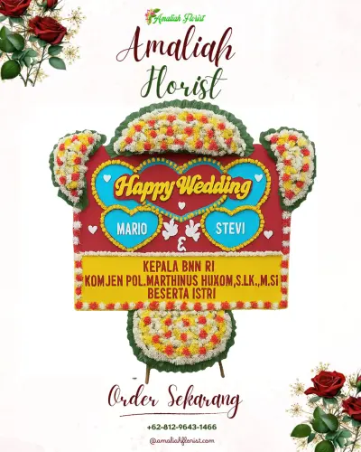 Karangan Papan Bunga Pernikahan di Sukamelang